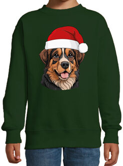 BD Kersttrui / sweater honden - kinderen - Berner Sennenhond - groen 7-8 jaar (122/128)