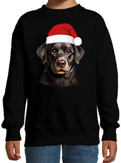 BD Kersttrui / sweater honden - kinderen - Labrador Retriever - zwart 12-13 jaar (152/164)