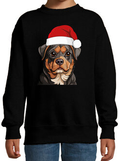 BD Kersttrui / sweater honden - kinderen - rottweiler - zwart 3-4 jaar (98/104)