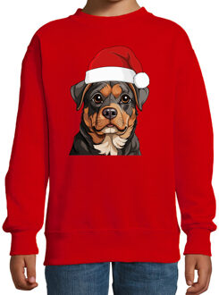 BD Kersttrui / sweater honden - kinderen - Rotweiler - rood - kerst 12-13 jaar (152/164)