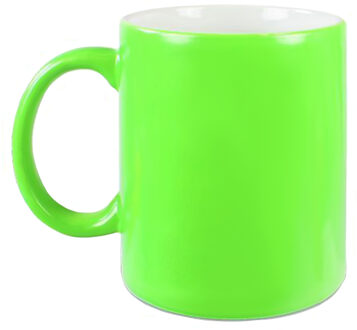 BD Koffiemok beker - 6x - neon groen - keramiek - 330 ml