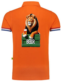 BD Koningsdag poloshirt heren - leeuw - bier - achterkant bedrukt XL