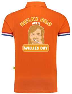BD Koningsdag poloshirt heren - relax bro het is Willies day - oranje M