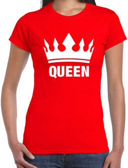 BD Koningsdag T-shirt dames - Queen - kroon - rood - feestkleding L
