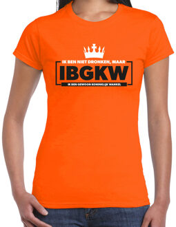 BD Koningsdag t-shirt - ik ben niet dronken maar - oranje - dames XL