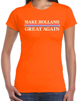 BD Koningsdag t-shirt - make Holland great again - oranje - dames M