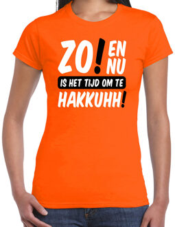 BD Koningsdag t-shirt - zo! tijd om te hakkuhh! - oranje - dames XS