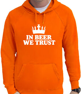 BD Koningsdag verkleed hoodie heren - in beer we trust - oranje XL