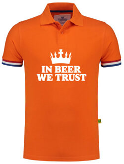 BD Koningsdag verkleed poloshirt heren - in beer we trust - oranje XL
