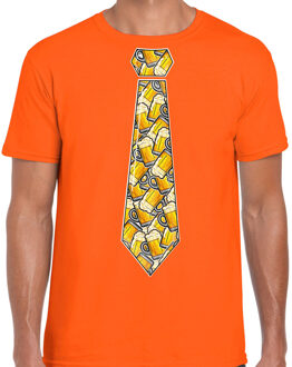 BD Koningsdag verkleed t-shirt heren - stropdas met bierglazen L