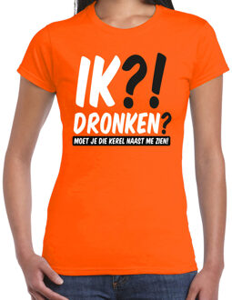 BD Koningsdag verkleed t-shirt - ik?! dronken? kerel - oranje - dames M