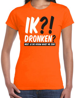 BD Koningsdag verkleed t-shirt - ik?! dronken? - oranje - dames XS