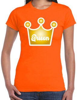 BD Koningsdag verkleed t-shirt kroon - Queen - oranje - dames XS