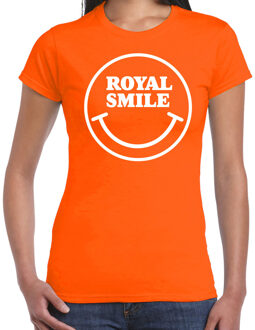 BD Koningsdag verkleed t-shirt smiley - royal smile - oranje - dames XS