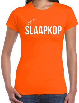 BD Slaap T-shirt dames - oranje - slaapkop - pyjama party - slaapfeest 2XL