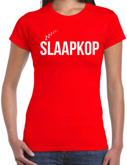 BD Slaap T-shirt dames - rood - slaapkop - pyjama party - slaapfeest S