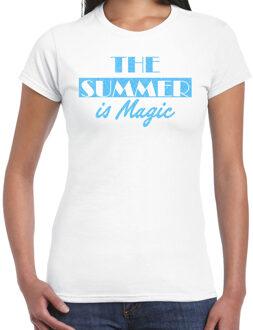 BD Toppers T-shirt dame - The summer is Magic - wit - glitter blauw L