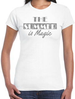 BD Toppers T-shirt dame - The summer is Magic - wit - glitter zilver XL