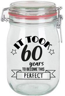 BD Verjaardag cadeau snoeppot - leeftijd 60 jaar - glas - 1 liter