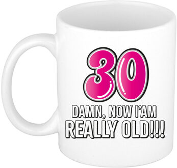 BD Verjaardag mok 30 jaar - nu ben ik echt oud! - roze - 300 ml