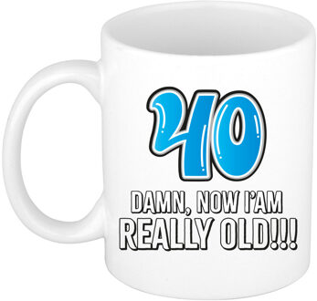 BD Verjaardag mok 40 jaar - nu ben ik echt oud! - blauw - 300 ml