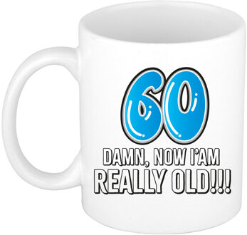 BD Verjaardag mok 60 jaar - nu ben ik echt oud! - blauw - 300 ml