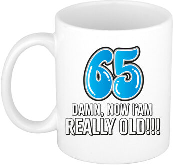 BD Verjaardag mok 65 jaar - nu ben ik echt oud! - blauw - 300 ml