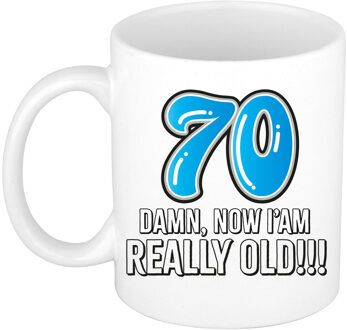 BD Verjaardag mok 70 jaar - nu ben ik echt oud! - blauw - 300 ml