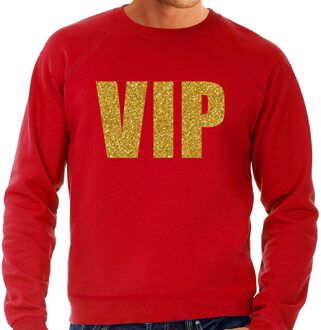 BD Verkleed glitter sweater heren - rood - VIP - glitter goud 2XL