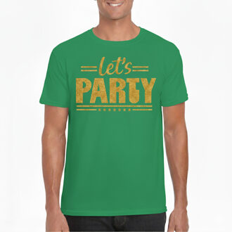 BD Verkleed shirt heren - lets party - groen - glitter - themafeest L