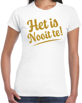 BD Verkleed T-shirt dame - het is nooit te! - glitter goud 2XL