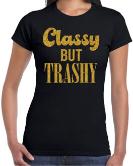 BD Verkleed T-shirt dames - classy trashy - zwart - glitter goud XL