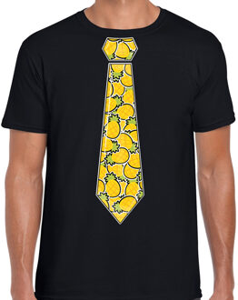 BD Verkleed T-shirt heren - ananas stropdas - zwart - foute party L