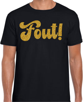 BD Verkleed T-shirt heren - Fout! - zwart - glitter goud - themafeest L