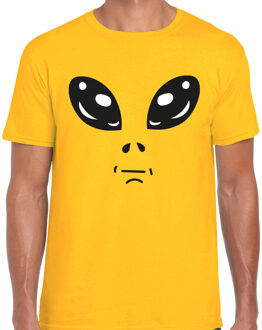BD Verkleed T-shirt heren - geel - Alien / buitenaards wezen gezicht 2XL