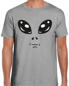 BD Verkleed T-shirt heren - grijs - Alien / buitenaards wezen gezicht 2XL