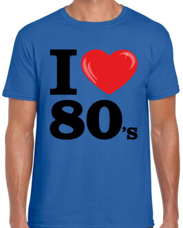 BD Verkleed T-shirt heren - I love 80s - blauw - eighties party L