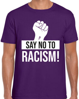 BD Verkleed T-shirt heren - Say no to racism - paars - protest L