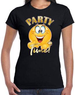BD Verkleed t-shirt voor dames - zwart - party time emoji - themafeest S