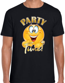 BD Verkleed T-shirt voor heren - party time emoji - zwart - themafeest 2XL