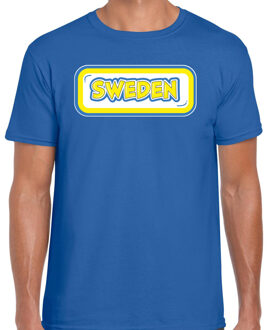 BD Verkleed T-shirt voor heren - Zweden - blauw - voetbal supporter L