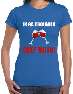 BD Vrijgezellen T-shirt voor dames - blauw - Ik ga trouwen geef wijn XL