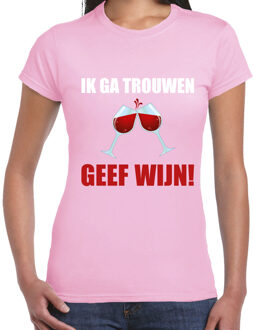 BD Vrijgezellen T-shirt voor dames - roze - Ik ga trouwen geef wijn 2XL