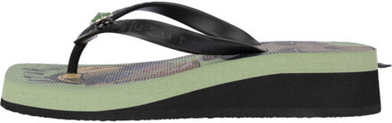 Beach printed stella mid heel groen - 41-42