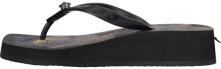 Beach printed stella mid heel zwart - 37-38