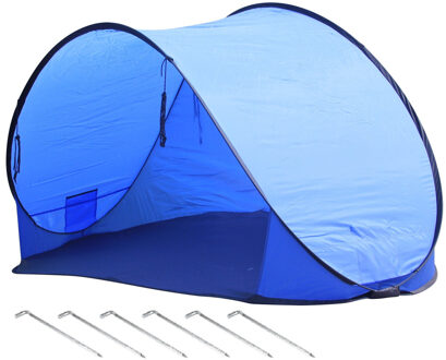 Beachshelter Pop-up Windscherm Blauw 200 X 100 Cm Incl. Haringen - Windschermen