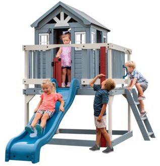Beacon Heights Speelhuis op palen en blauwe glijbaan, speelkeuken, zandbak & veranda Speelhuisje