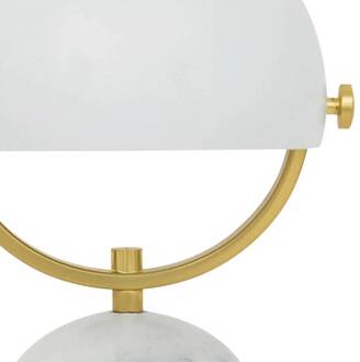 Beacon tafellamp Lowe, wit/messing, marmeren voet wit gemarmerd, wit, messing
