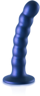 Beaded Silicone G-Spot Dildo - 5'' / 13 cm - Metallic Blauw