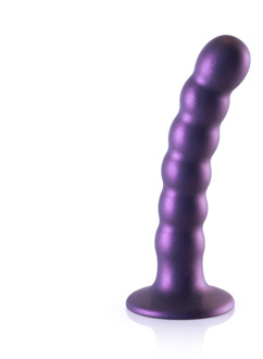 Beaded Silicone G-Spot Dildo - 5'' / 13 cm - Metallic Paars